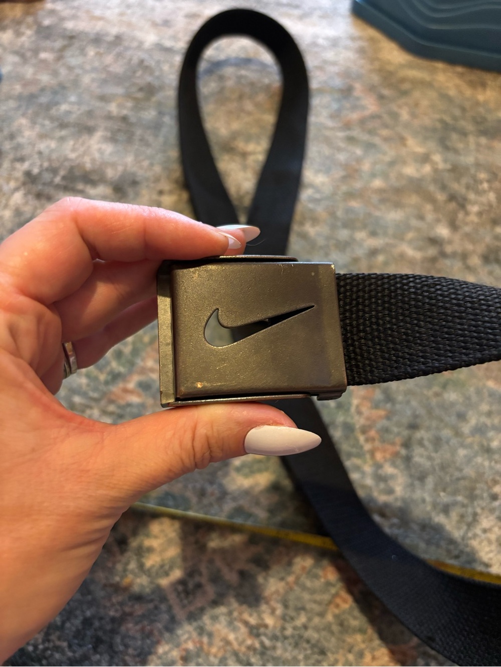 Nike Black Web Belt with Swoosh Buckle